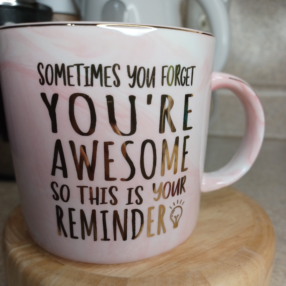 Pink Ceramic Mug with Inspirational Quote
